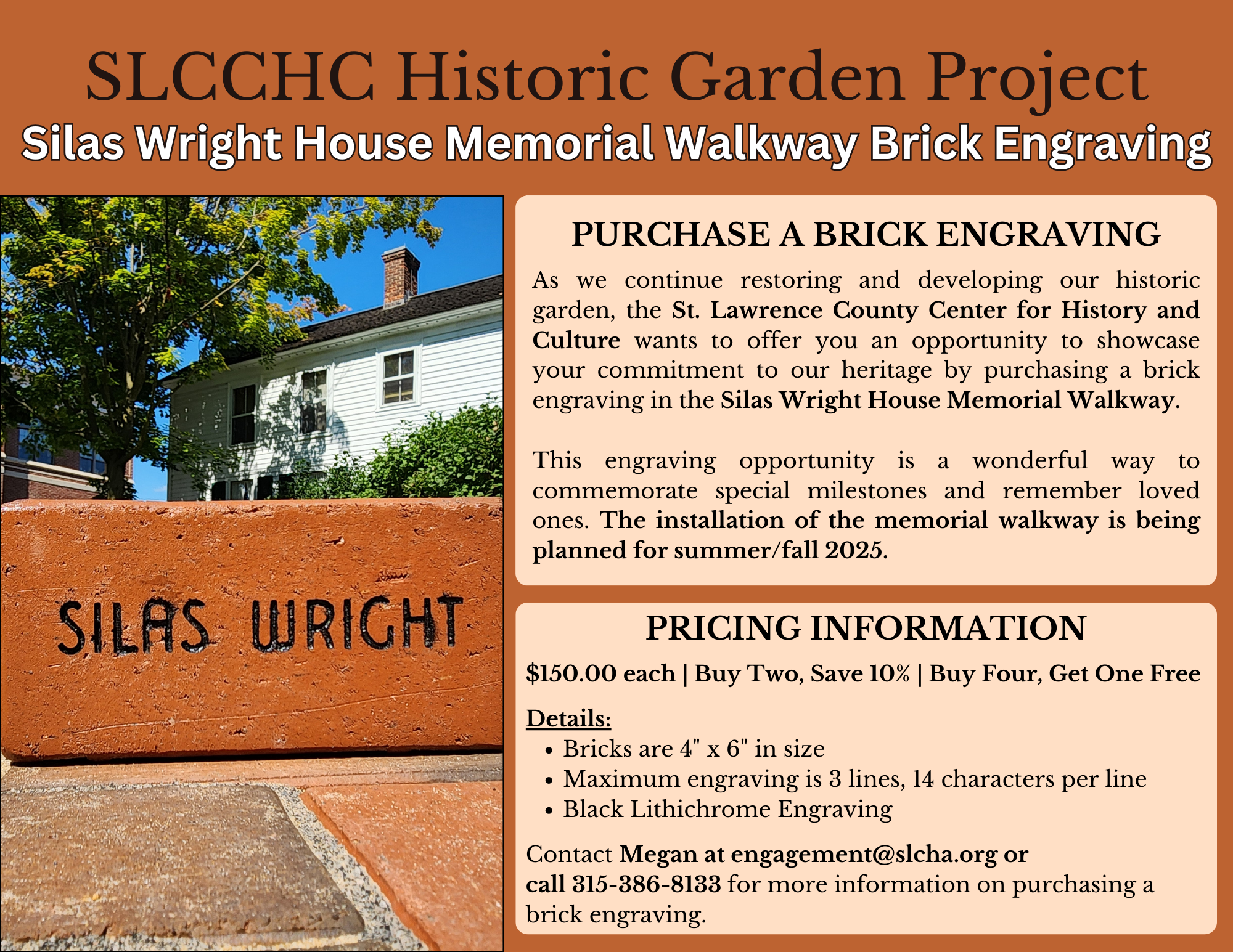 Be Part of the Silas Wright House Memorial Walkway