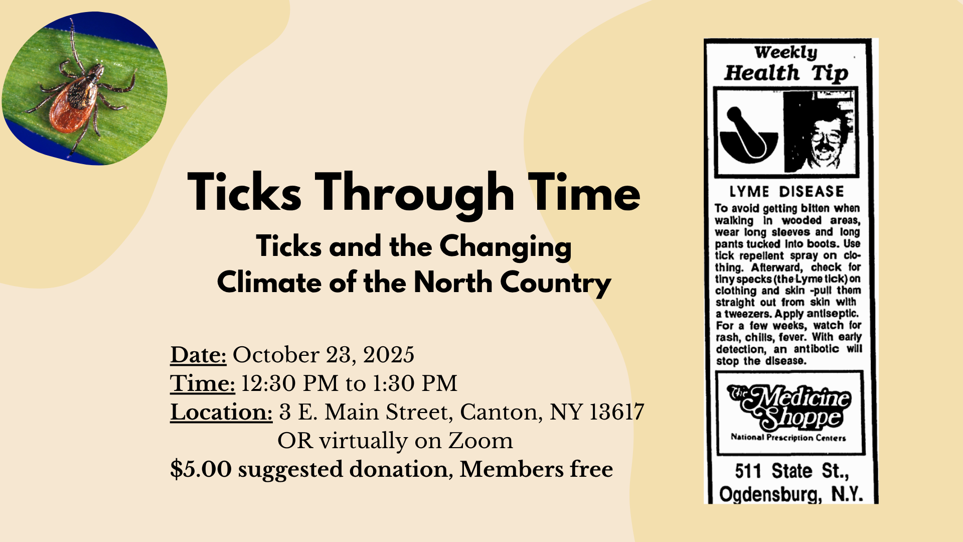 You are currently viewing October Brown Bag Presentation – Ticks Through Time: Ticks and the Changing Climate of the North Country
