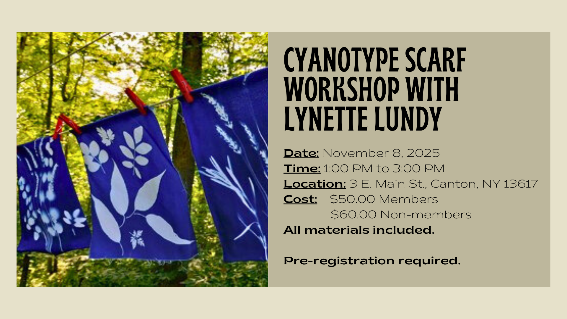 You are currently viewing Cyanotype Scarf Workshop with Lynette Lundy