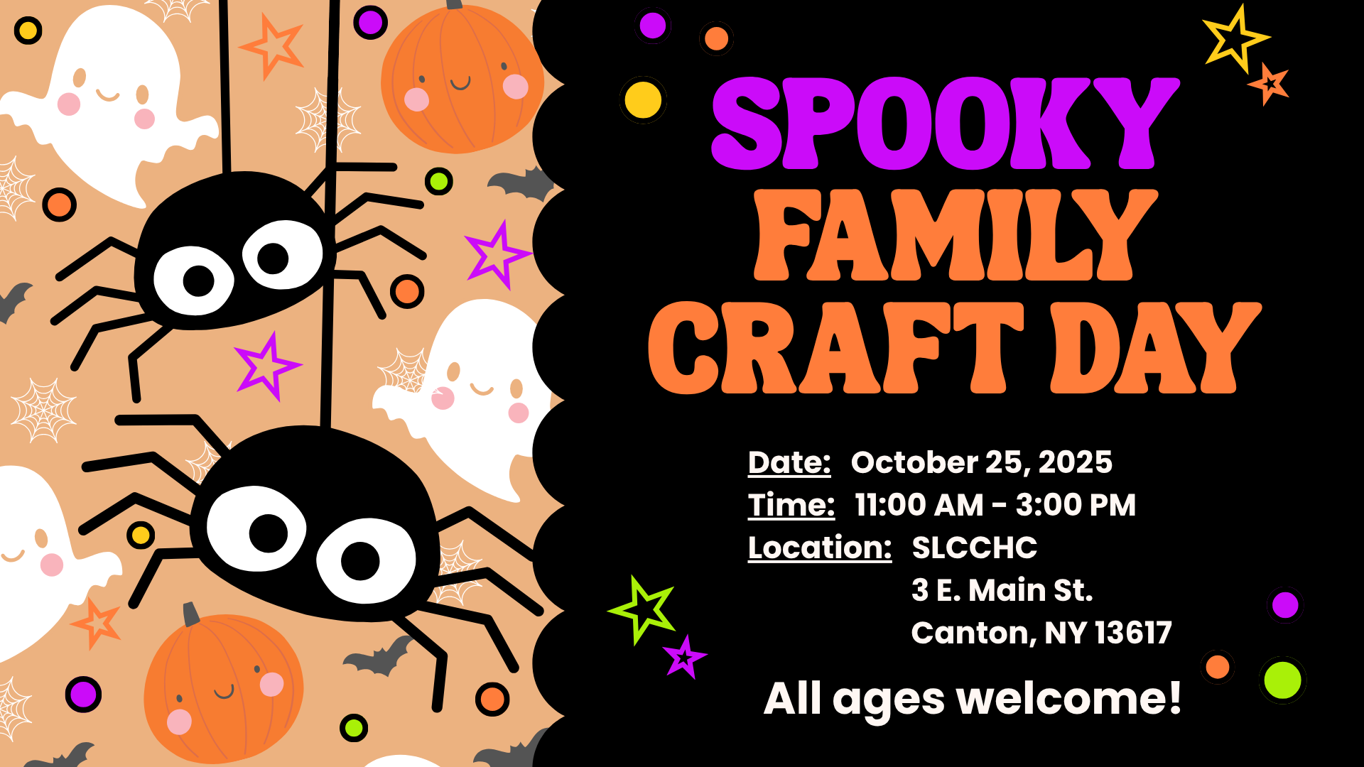 Spooky Family Craft Day & Phantoms in the Park on October 25